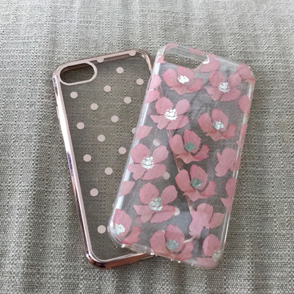 Rose gold polkadotted/pink floral iPhone 7 case